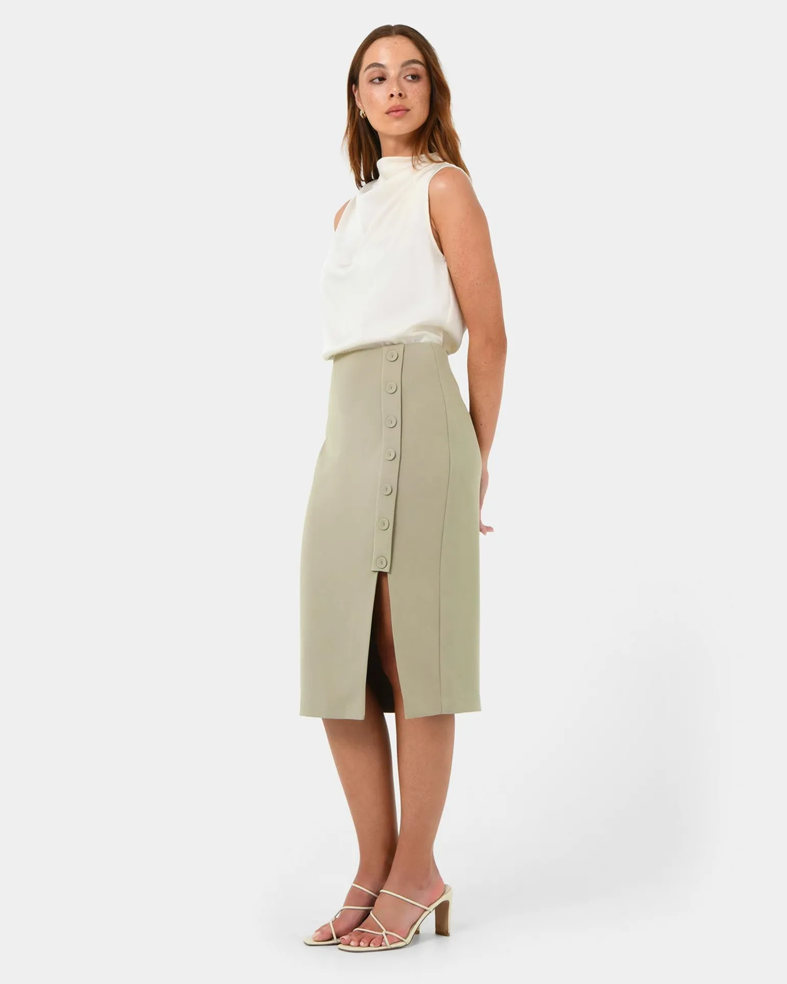 Ace Side Button Skirt