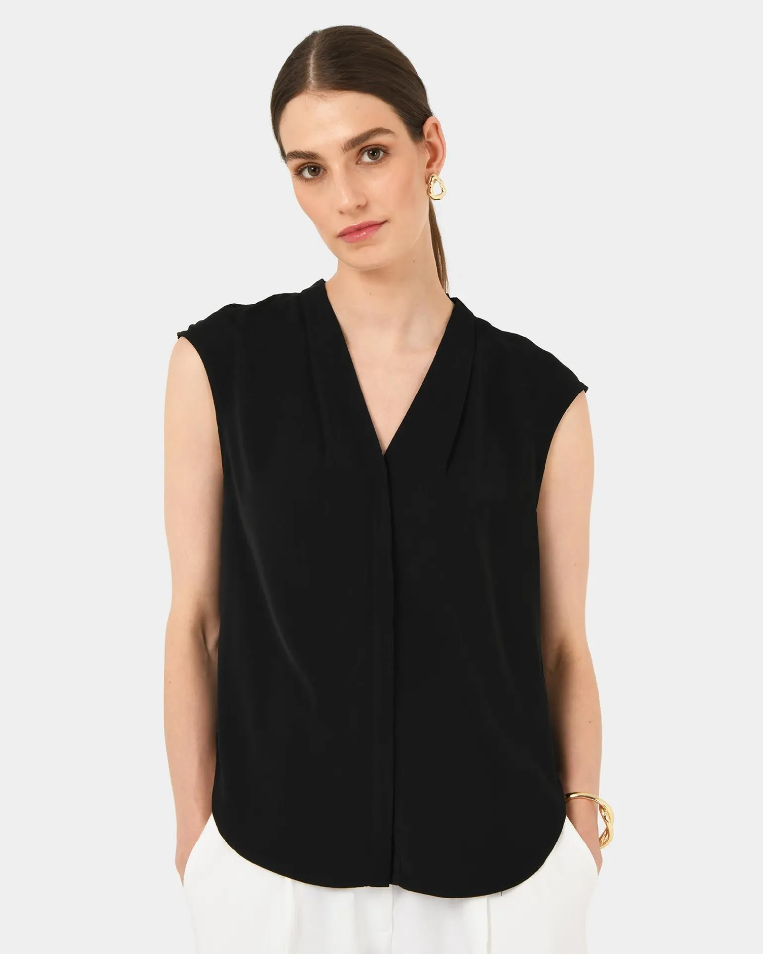 Adelaide V-neck Cap Sleeve Top