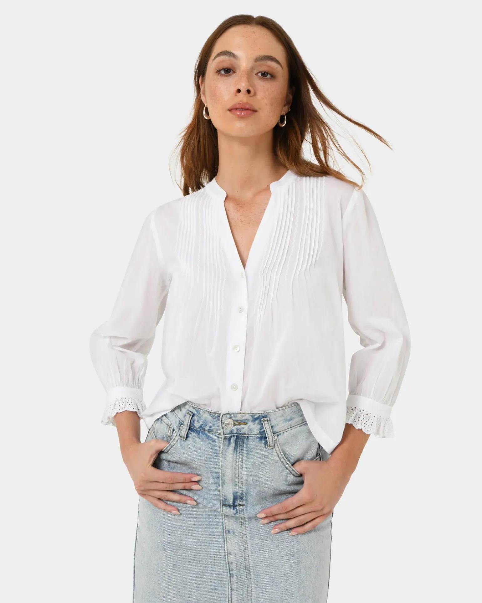 Akira Vneck Embroidery Blouse
