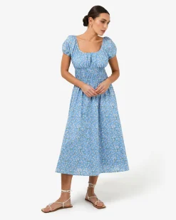 Alisa Shirred Midi Dress