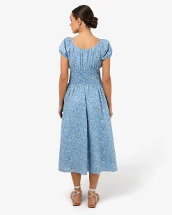 Alisa Shirred Midi Dress