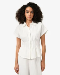 Ami Linen Pleated Tuck Shirt