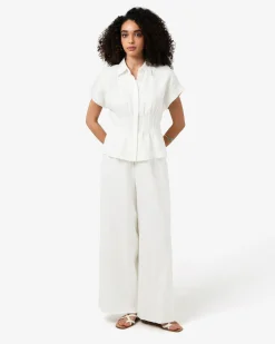 Ami Linen Pleated Tuck Shirt