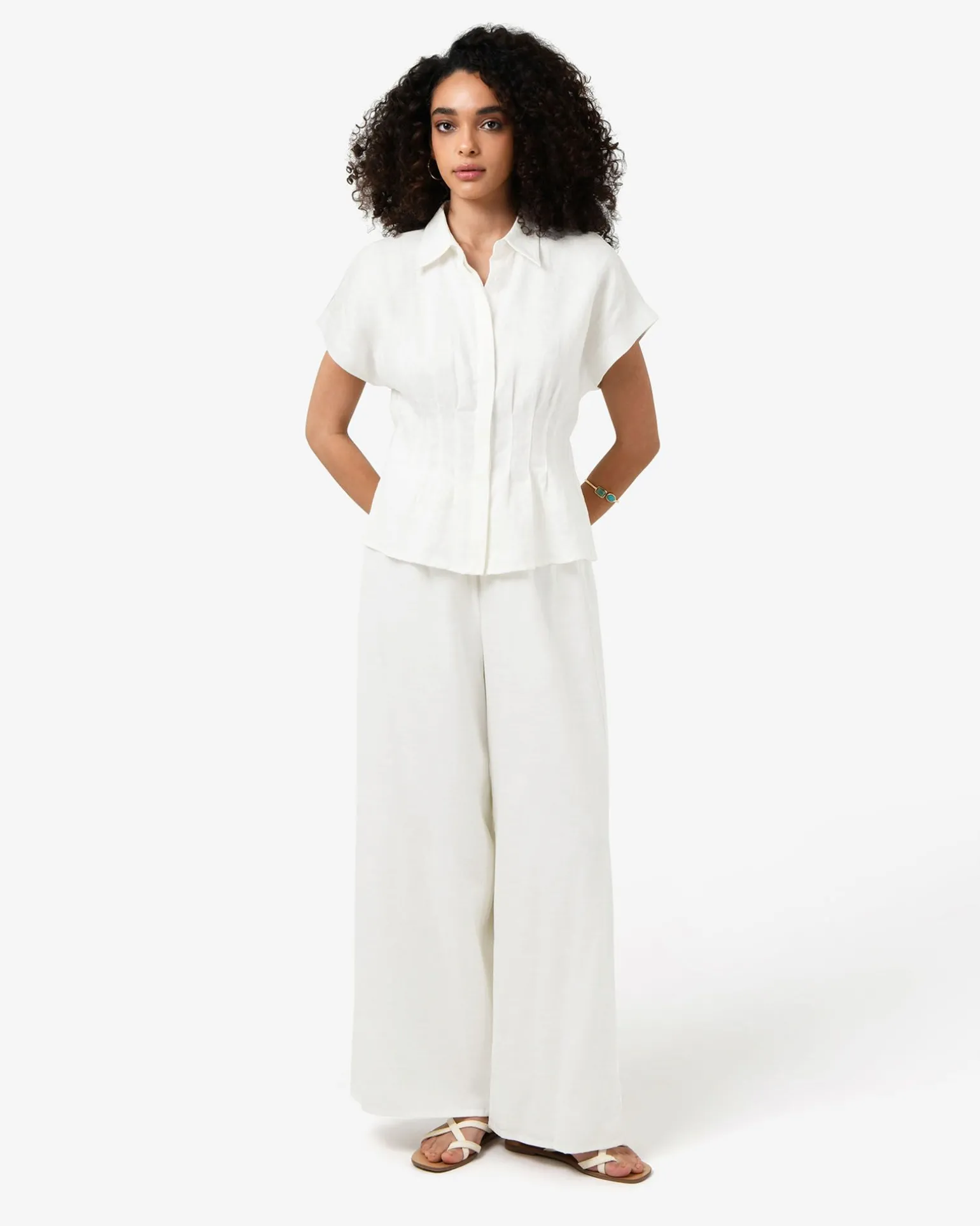 Ami Linen Pleated Tuck Shirt