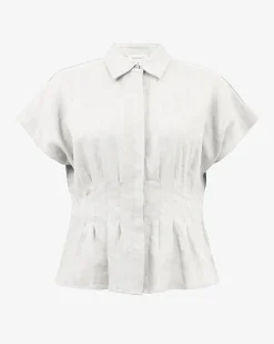 Ami Linen Pleated Tuck Shirt