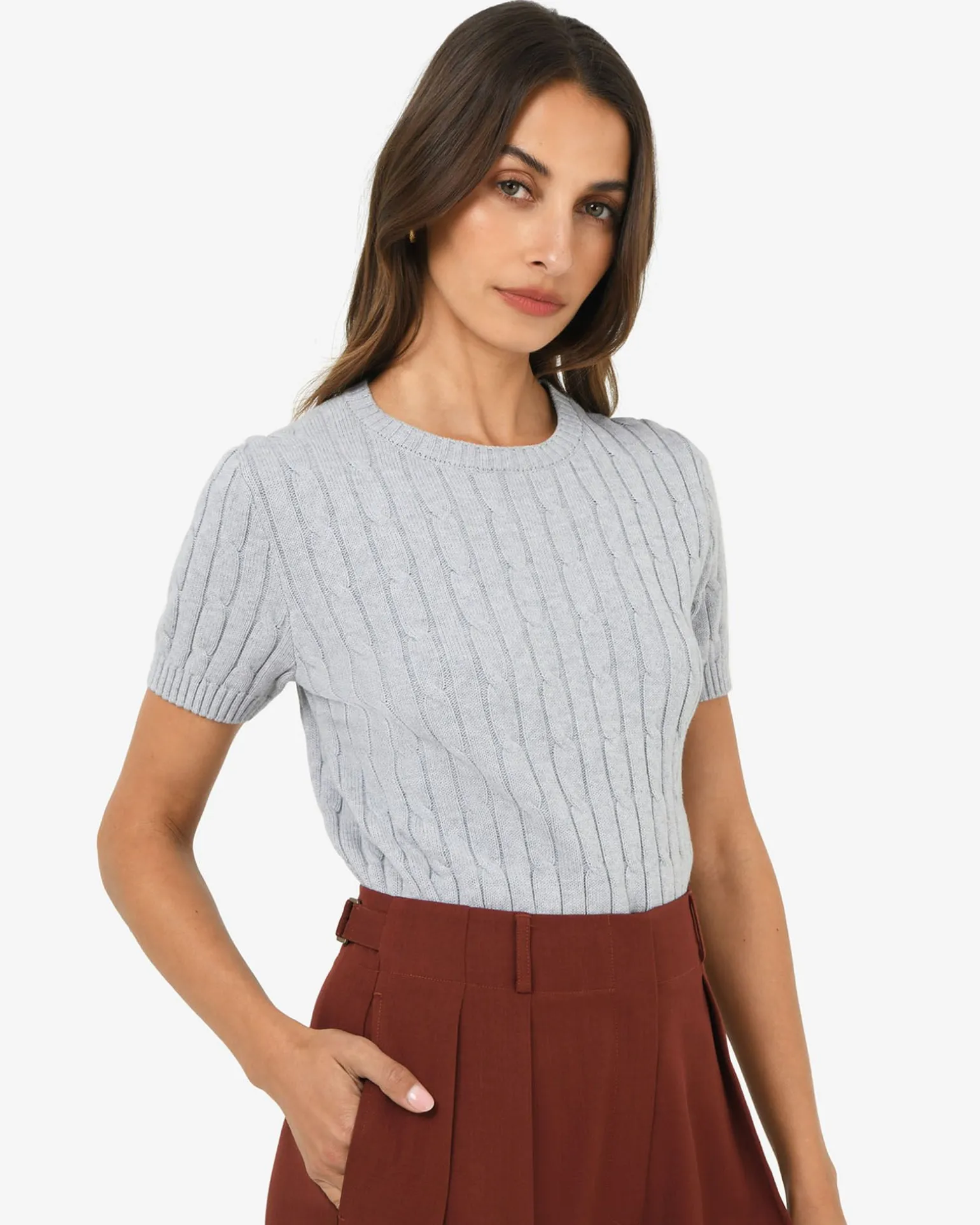 Anita Short Sleeve Cable Knit