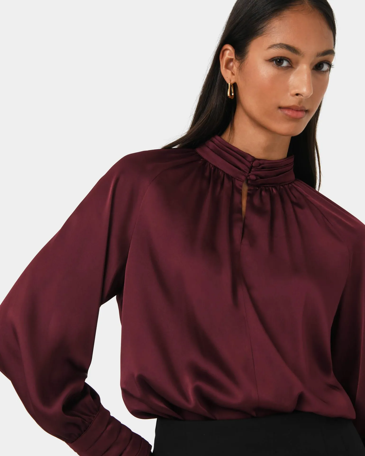 Anna Pleated Satin Blouse