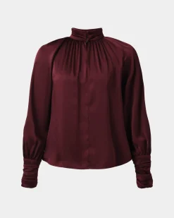 Anna Pleated Satin Blouse