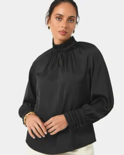 Anna Pleated Satin Blouse