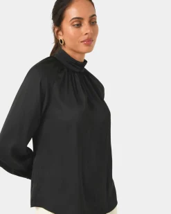 Anna Pleated Satin Blouse