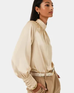 Anna Pleated Satin Blouse