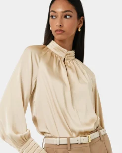 Anna Pleated Satin Blouse
