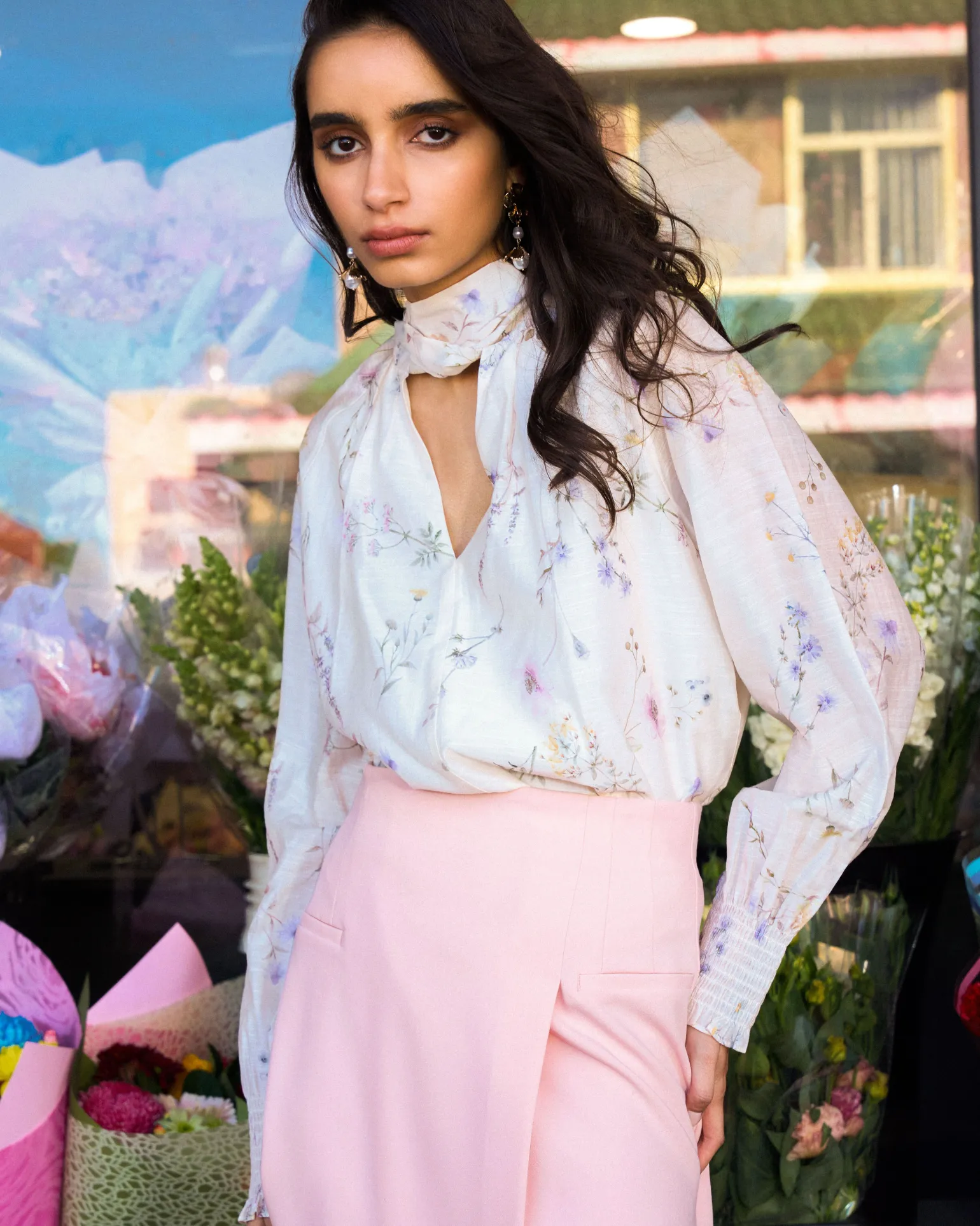 Aurae Floral Tie Blouse