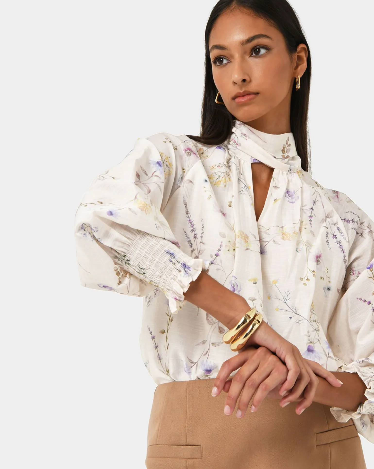 Aurae Floral Tie Blouse
