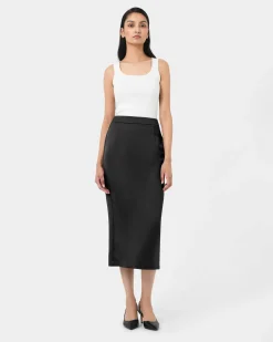 Bel Tailored Satin Midi Skirt