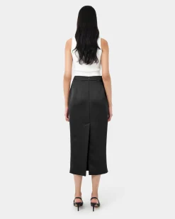 Bel Tailored Satin Midi Skirt