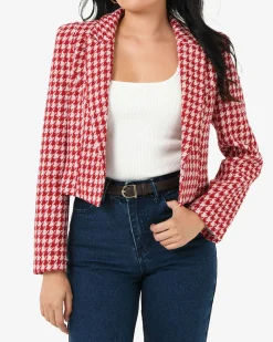 Bennet Houndstooth Crop Blazer