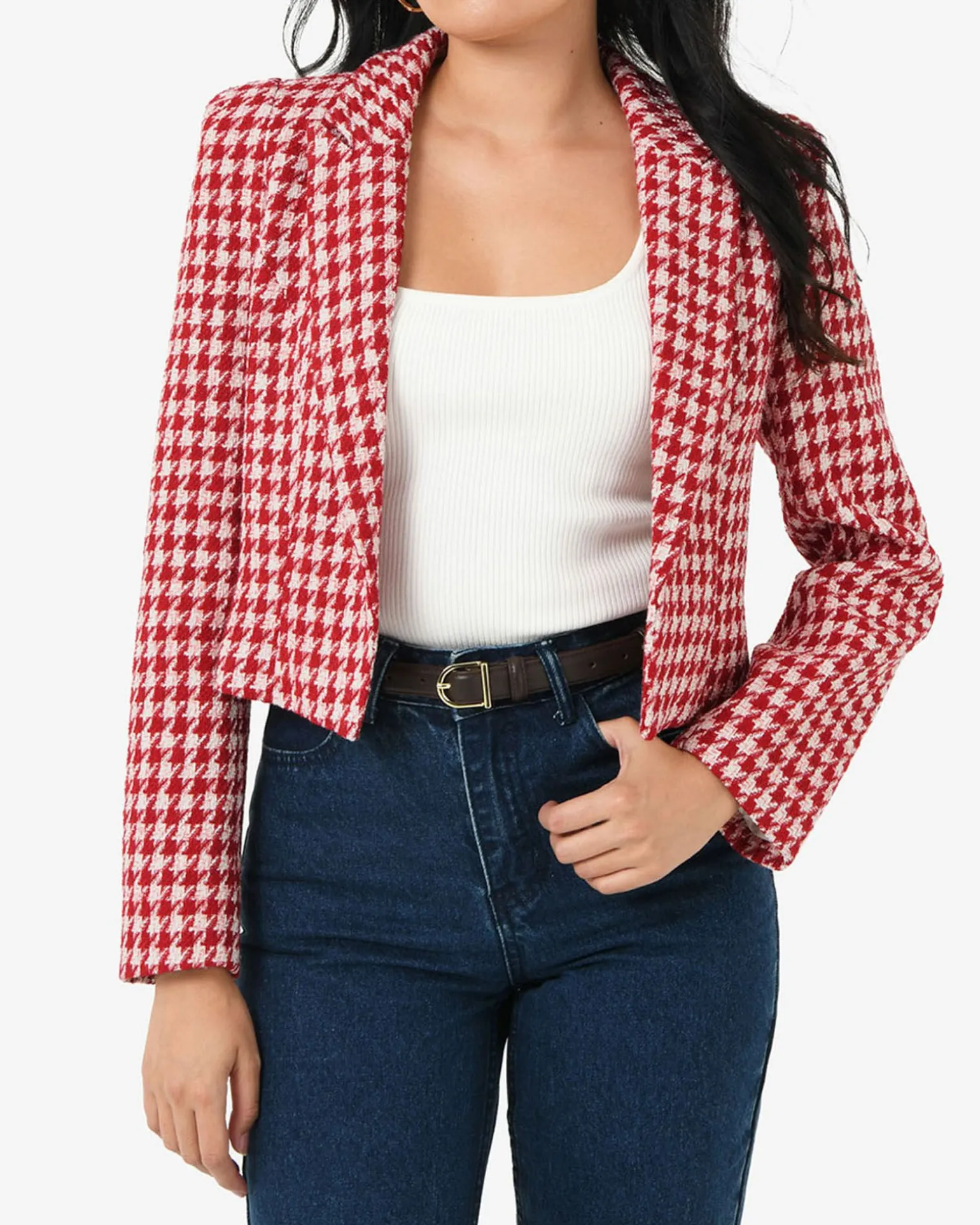 Bennet Houndstooth Crop Blazer