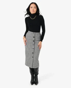 Bennet Houndstooth Midi Skirt
