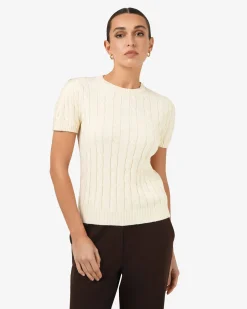 Berry Puff Sleeve Cable Knit