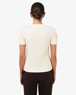 Berry Puff Sleeve Cable Knit