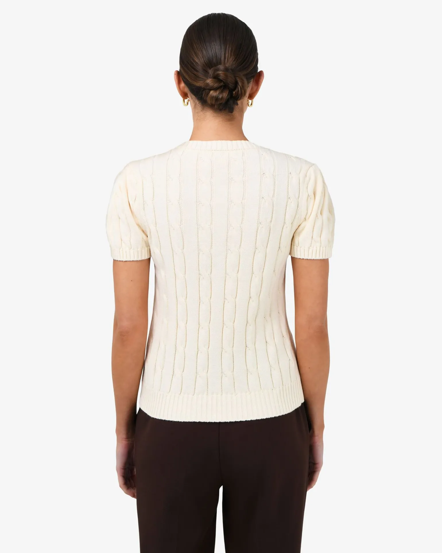 Berry Puff Sleeve Cable Knit