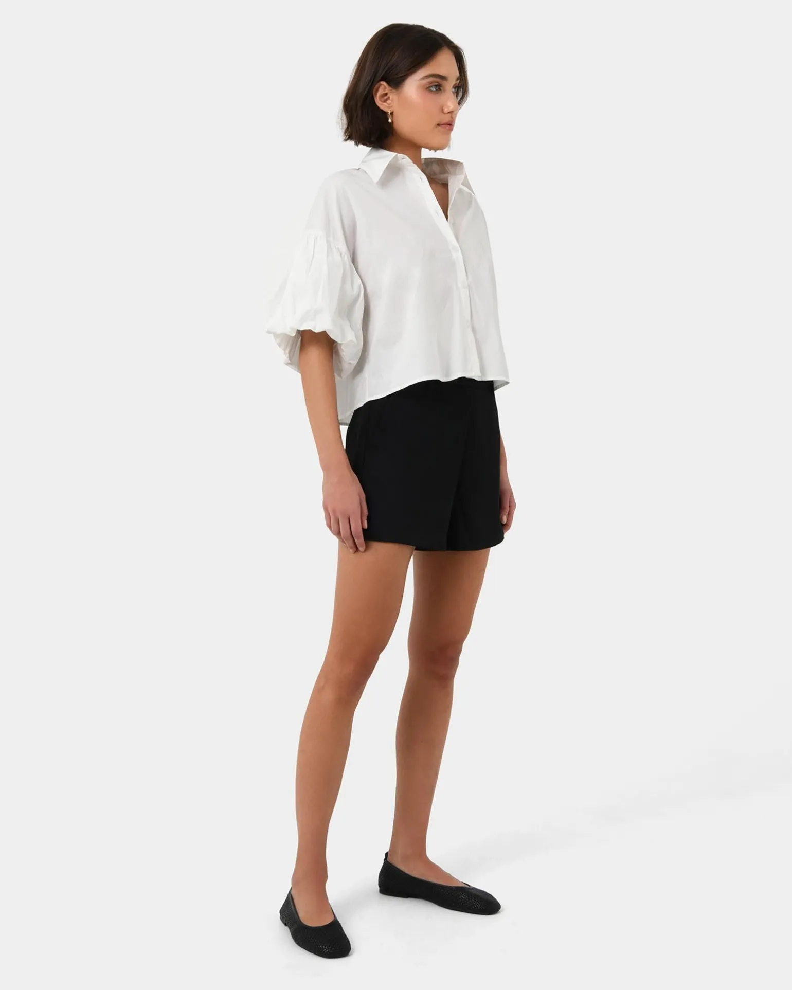 Cali Puff Sleeve Crop Shirt