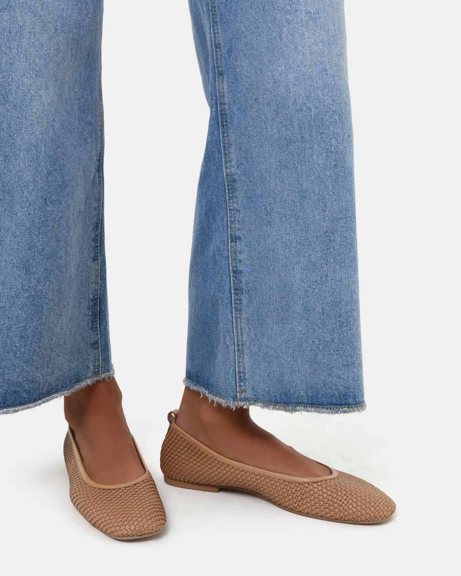 Halina Leather Weave Flat