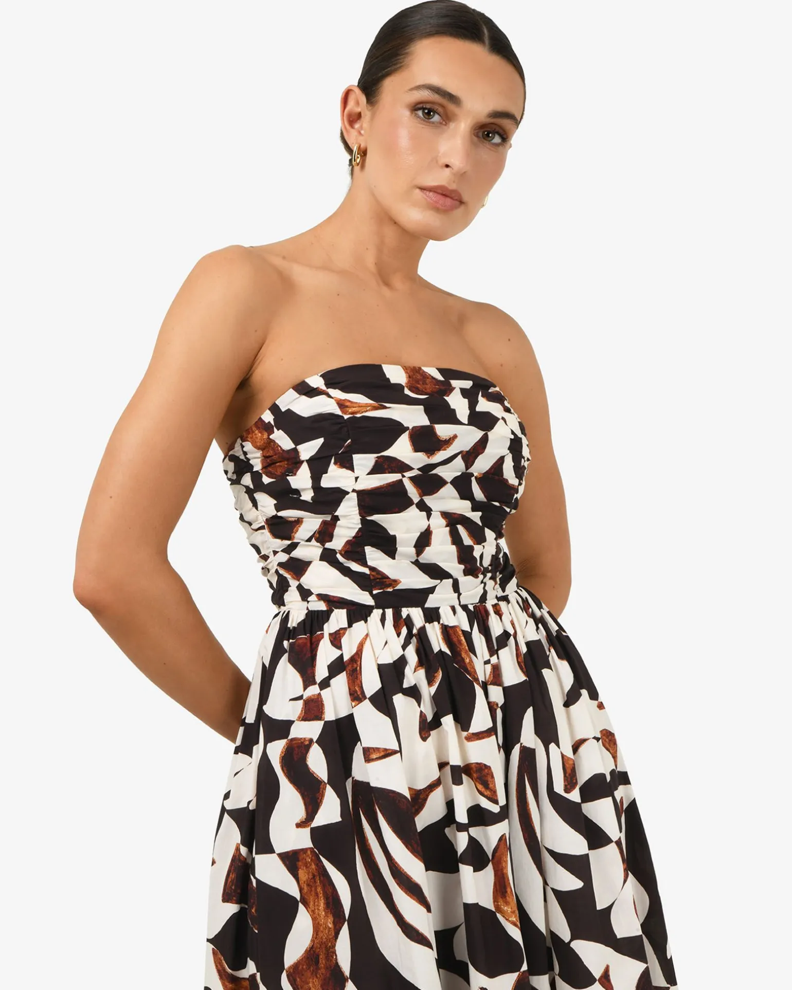 Hazel Printed Strapless Dress