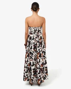 Hazel Printed Strapless Dress