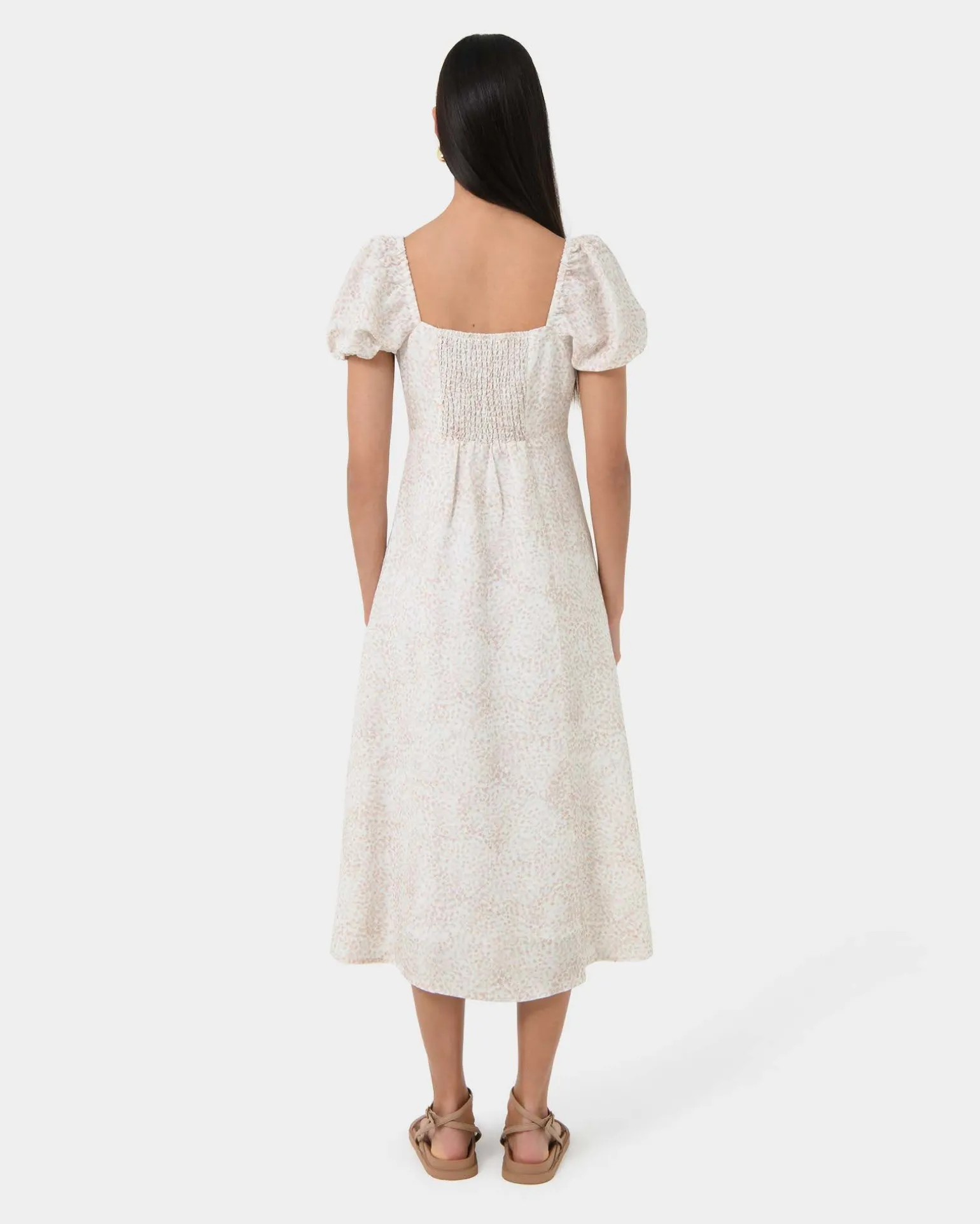 Hazy Linen Puff Sleeve Dress