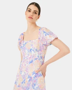 Hazy Linen Puff Sleeve Dress