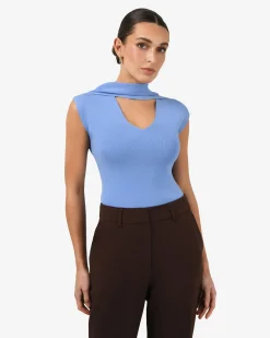 Isadora V-neck Scarf Knit Top