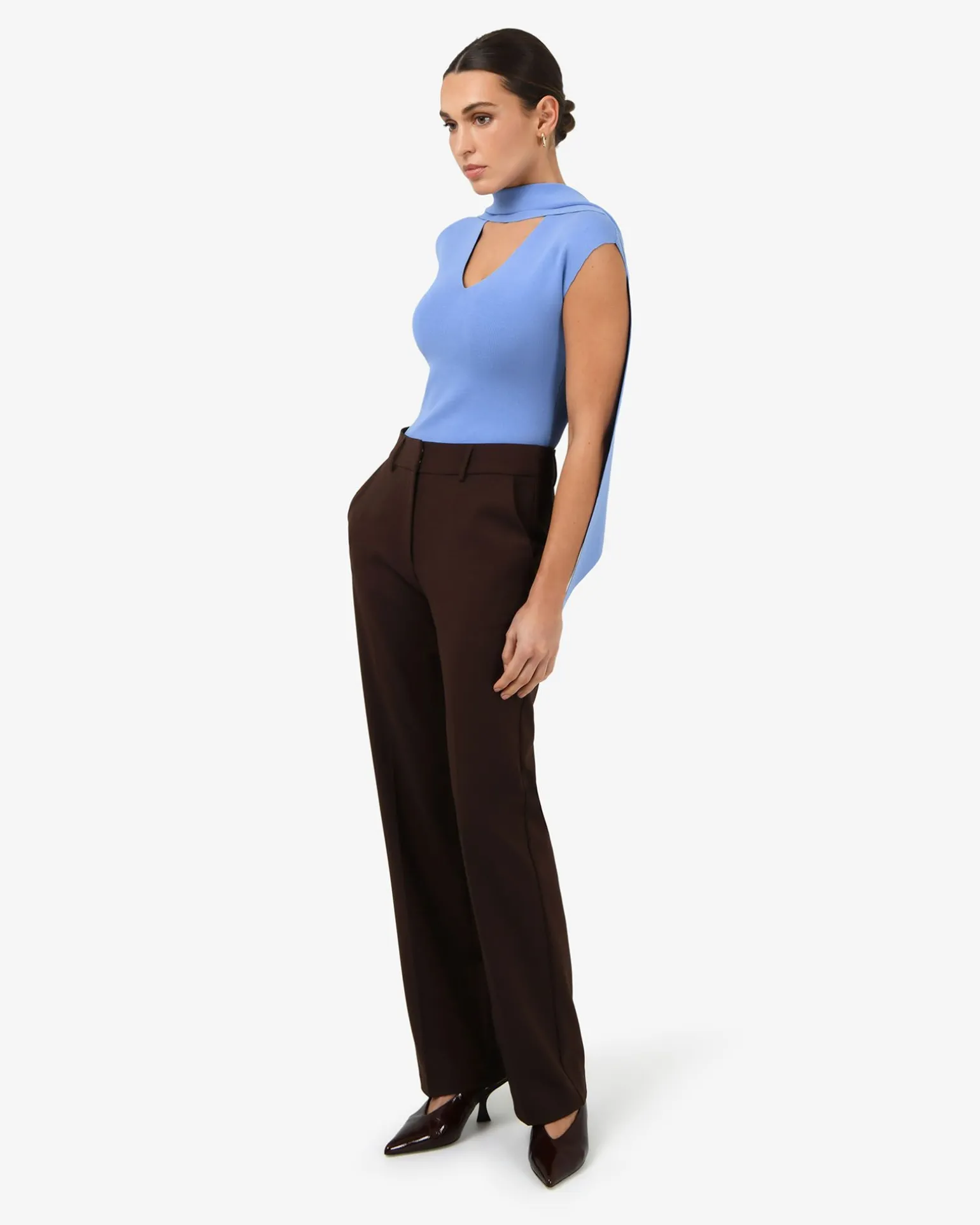 Isadora V-neck Scarf Knit Top