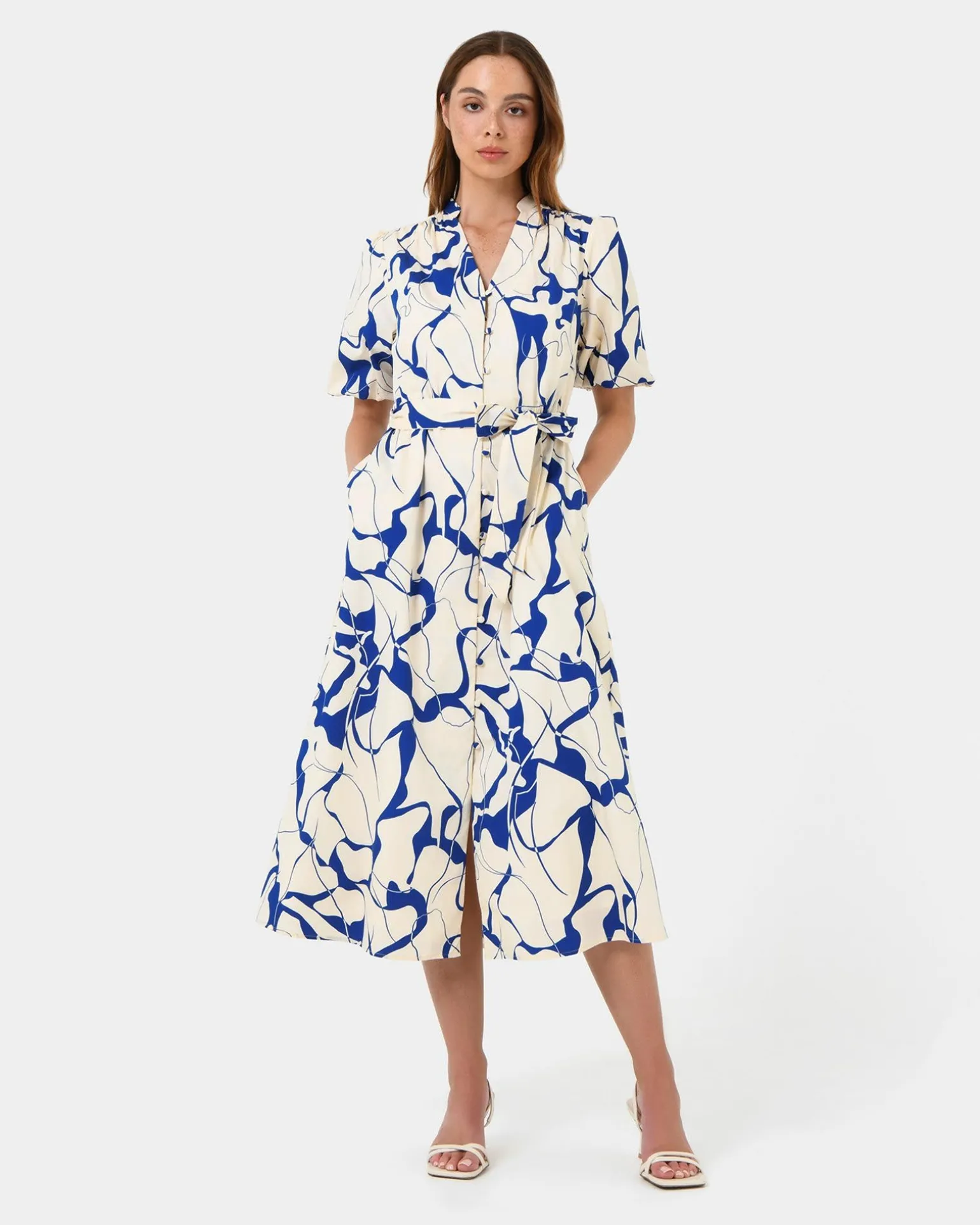 Jayleen Puff Sleeve Tie Dress