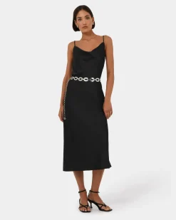 Joy Satin Cowl Neck Dress
