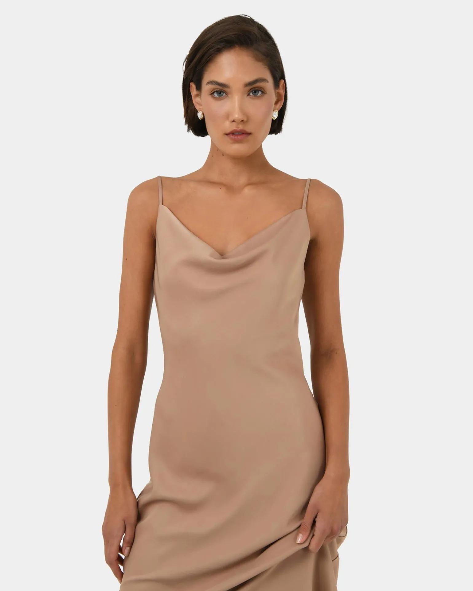 Joy Satin Cowl Neck Dress