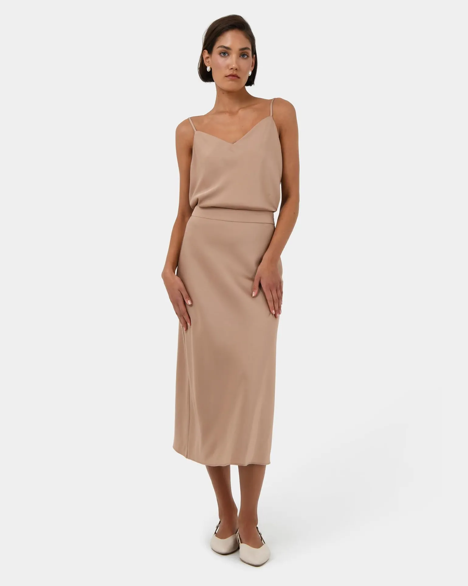 Joy Satin Midi Skirt
