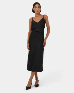 Joy Satin Midi Skirt