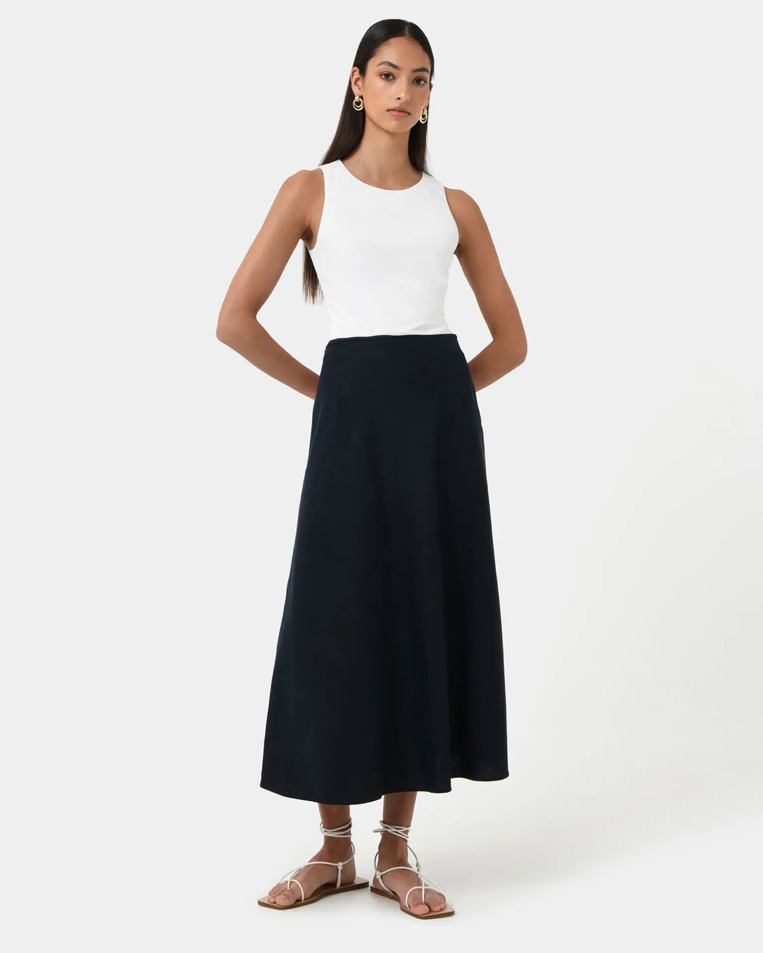 Kade Linen Blend Midi Skirt
