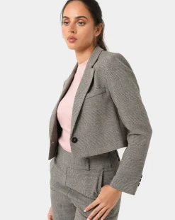 Kai Checked Crop Blazer