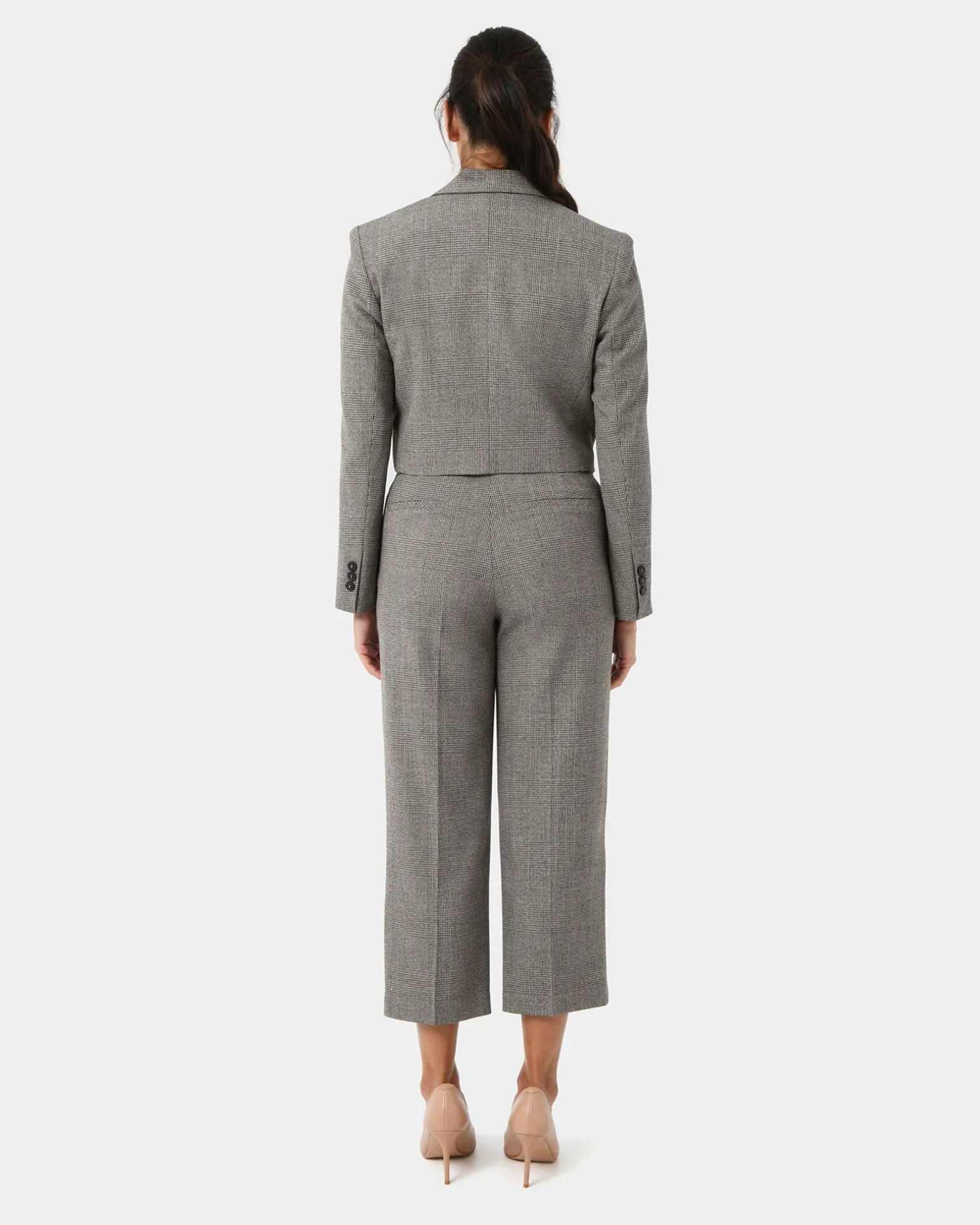 Kai Checked Crop Blazer