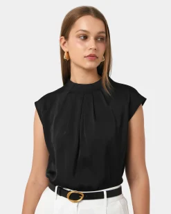 Kiar Pleated Satin Top