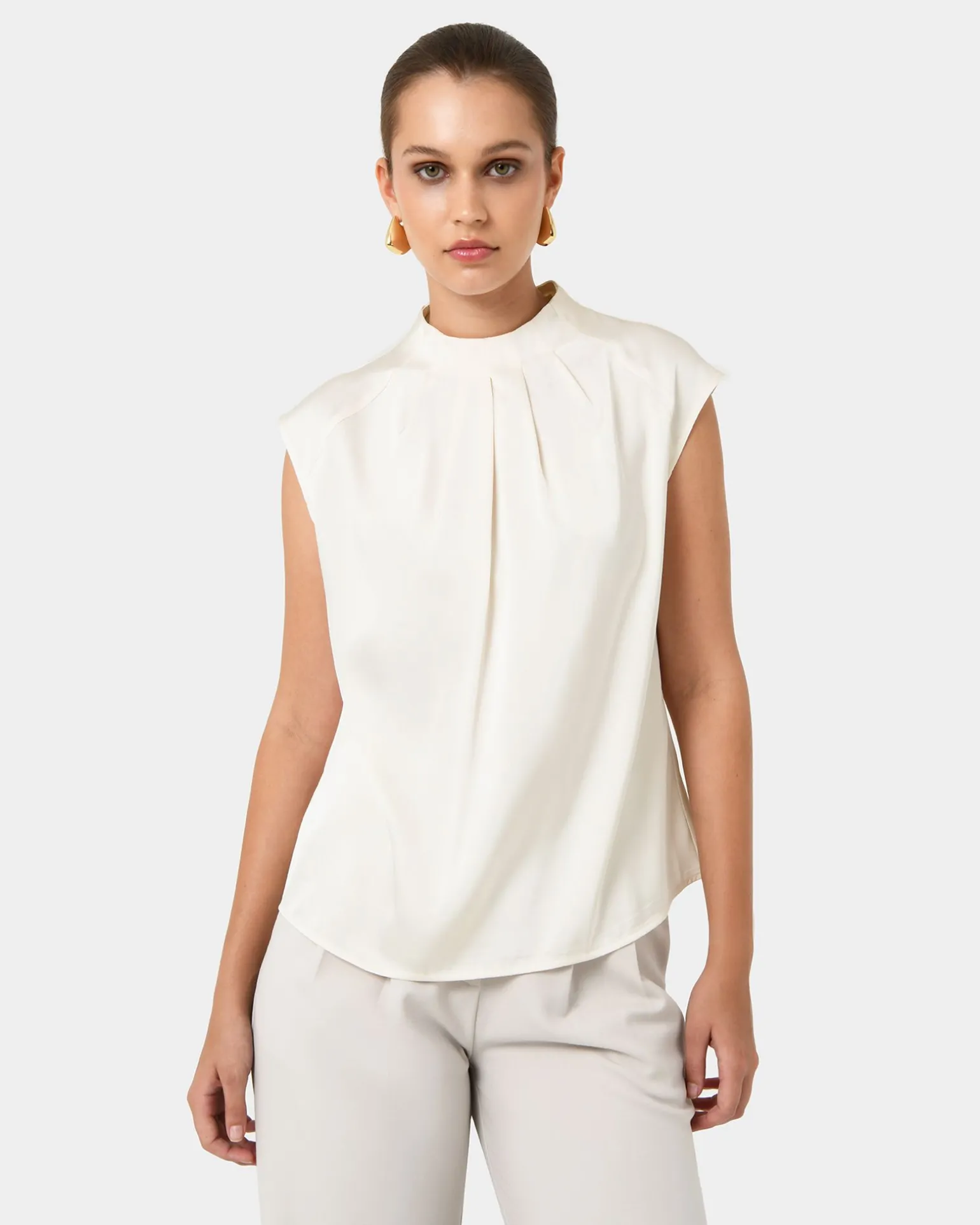 Kiar Pleated Satin Top