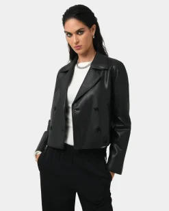 Kim Cropped Pu Leather Jacket