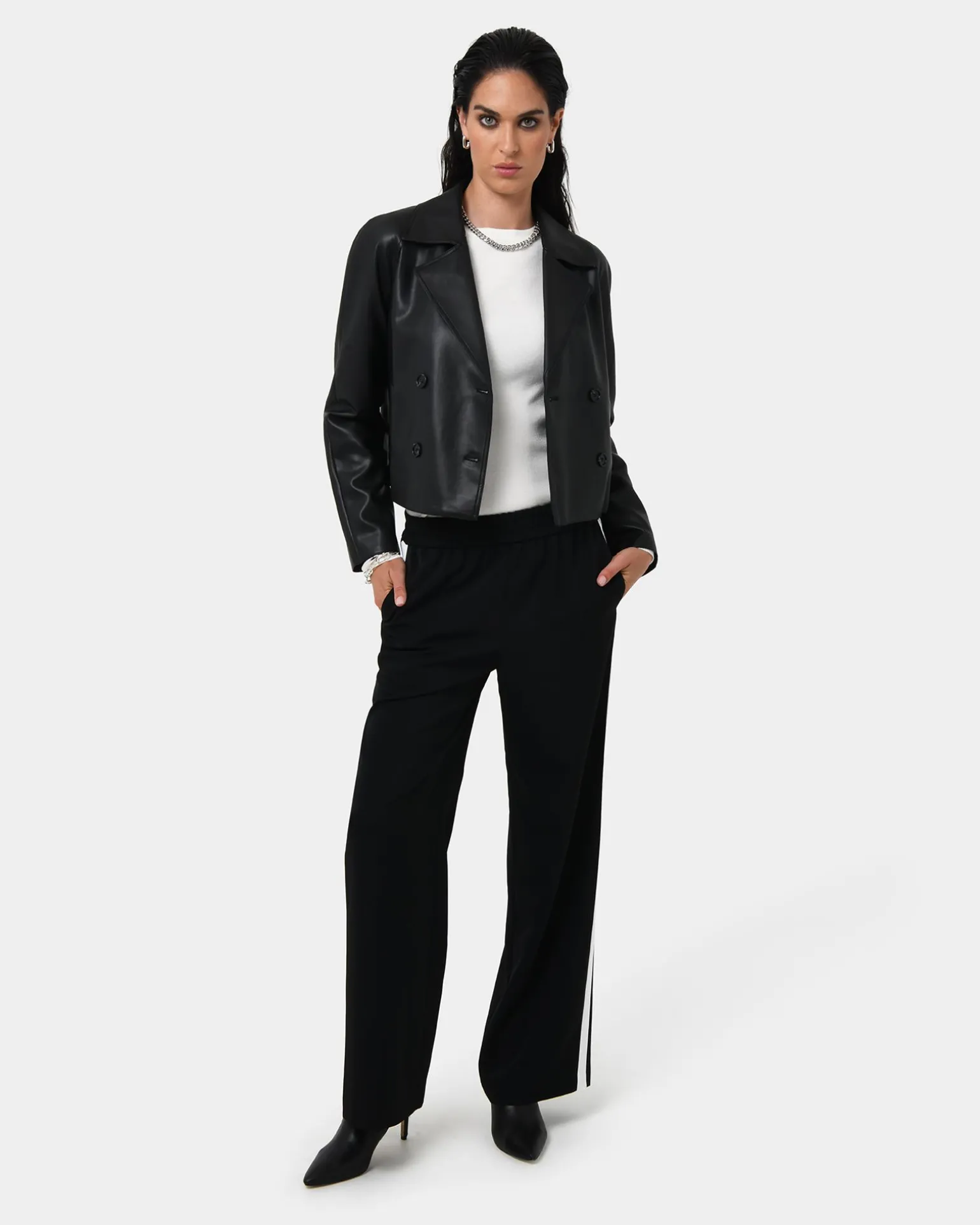Kim Cropped Pu Leather Jacket