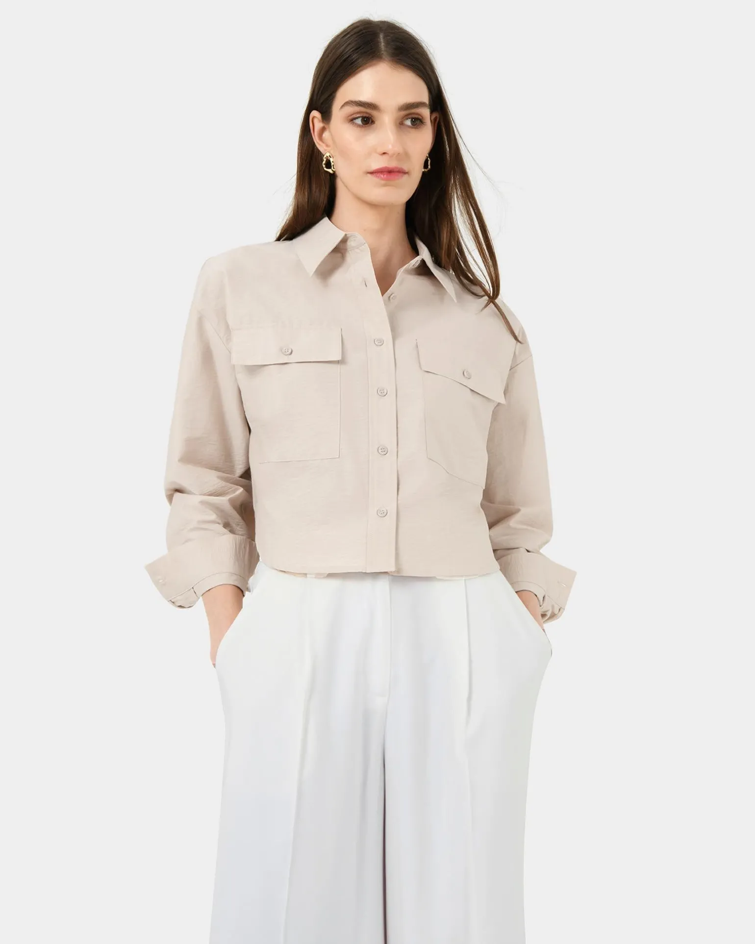 Kyla Crop Pocket Shirt