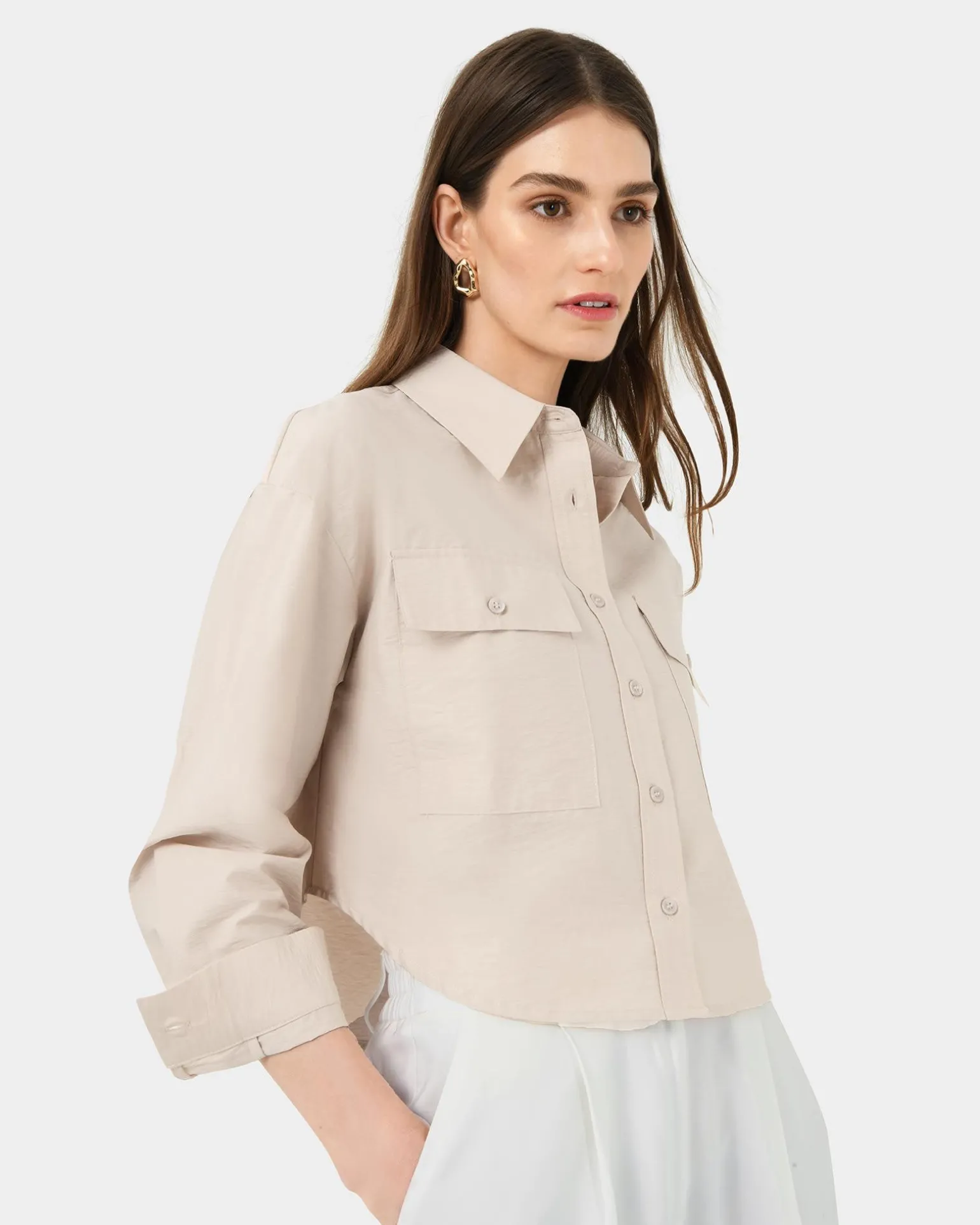 Kyla Crop Pocket Shirt