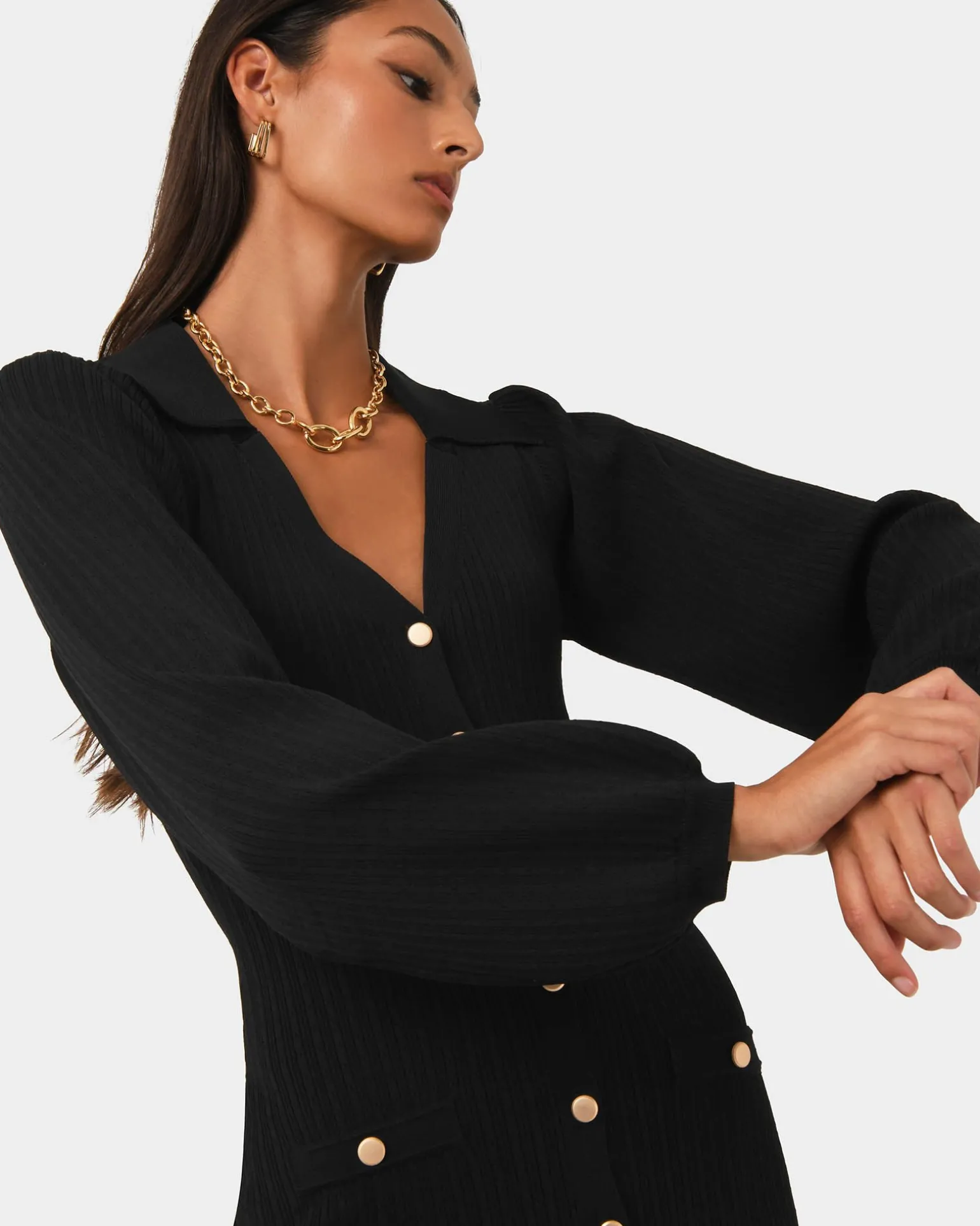 Lara Collar Midi Knit Dress