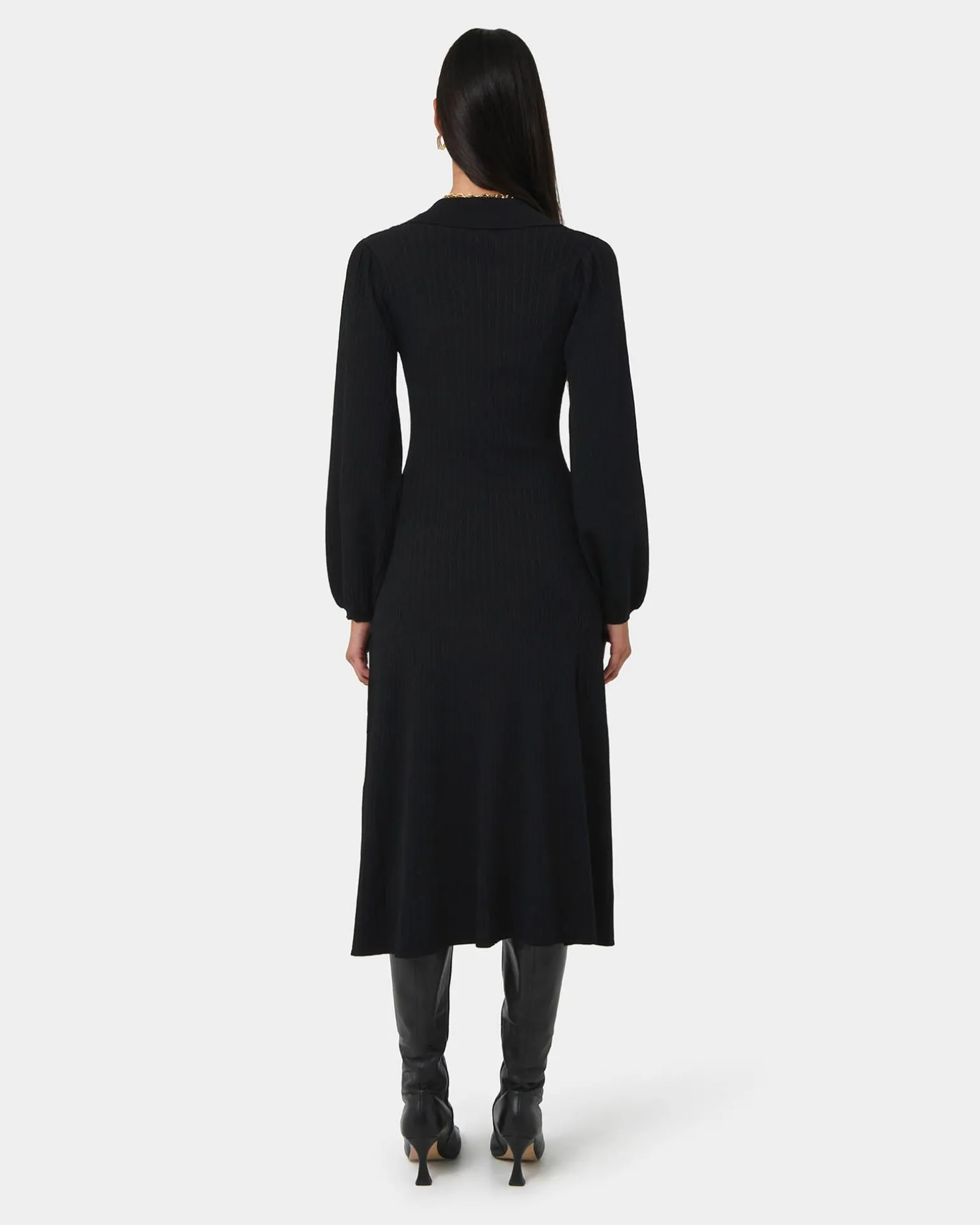 Lara Collar Midi Knit Dress